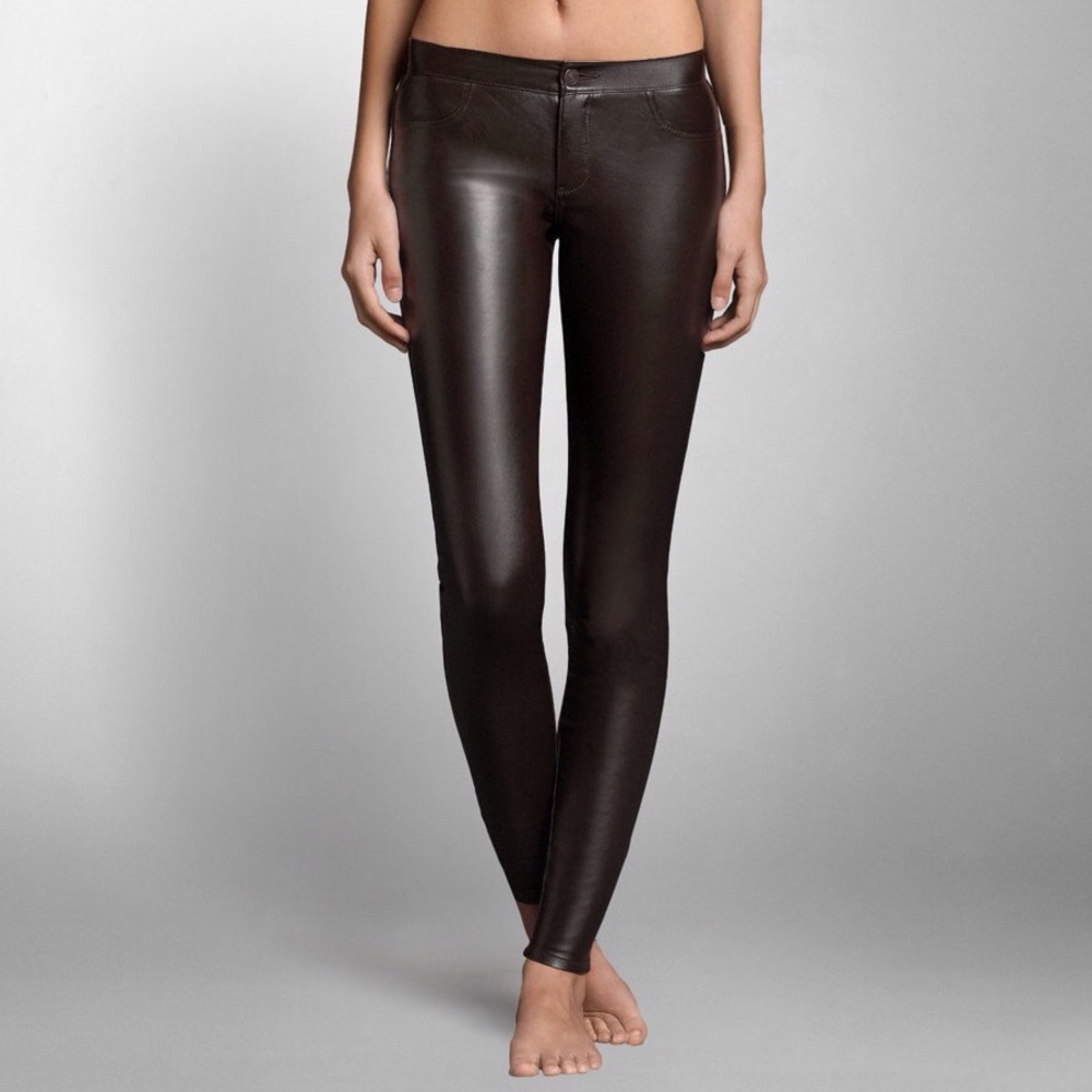 A&F Mid Rise Vegan Leather Jeggings 24